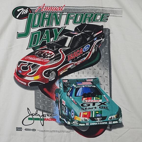 2004 John Force Eric Medlen Bob Tasca Sr Autographs Vintage Shirt Mens XL - Picture 3 of 9